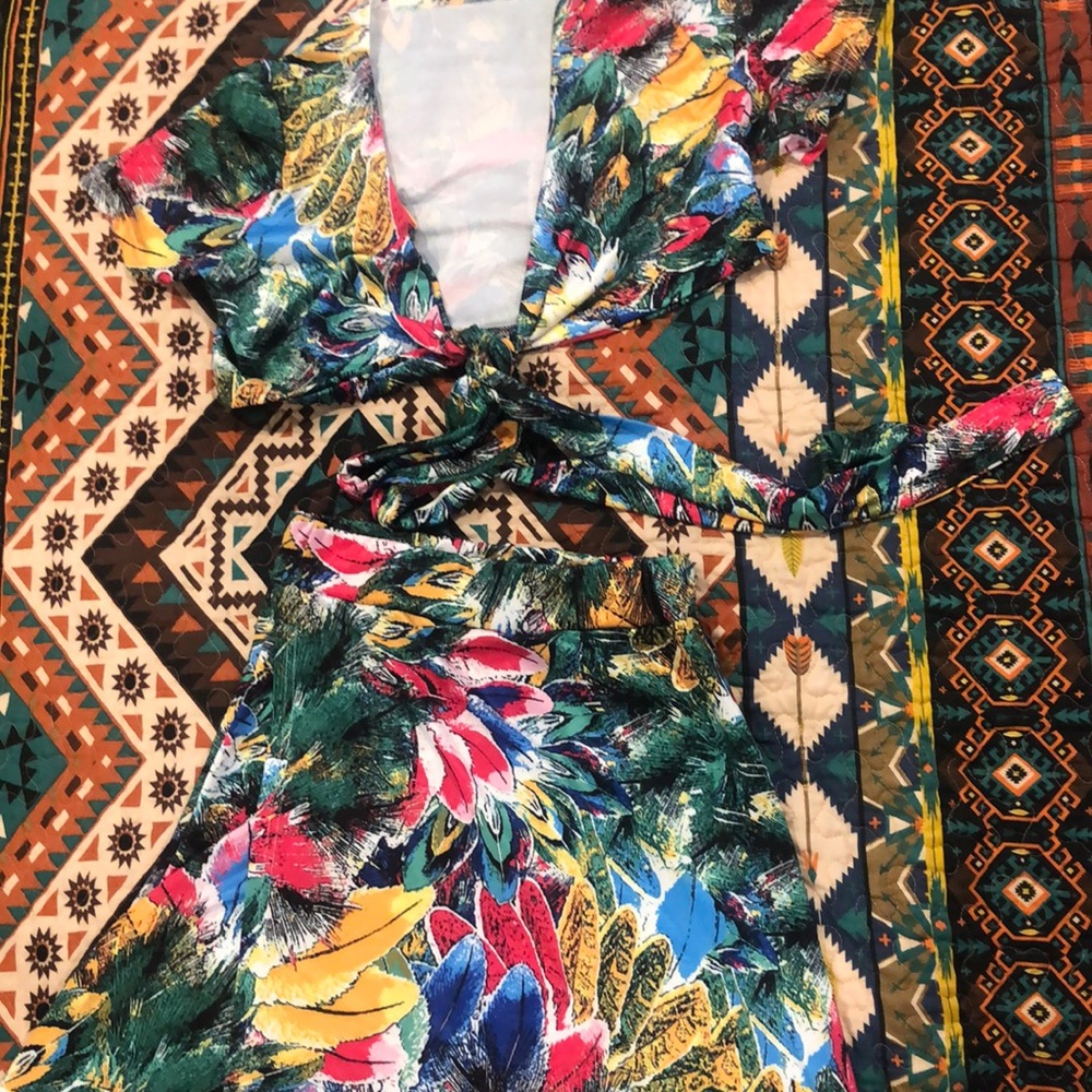 Two piece skirt and crop top set